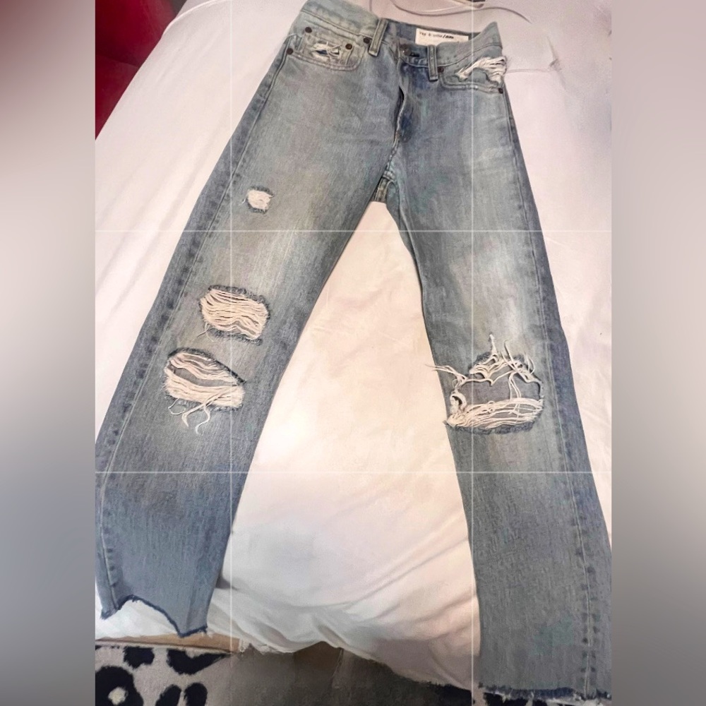 WOMAN DENIM PANTS LIGHT BLUE SIZE 23 COTTON